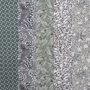 [원단패키지] 스토프 덴마크 수입 꽃무늬 퀼트천 도트 프린트 면원단7 5종 - 45cmx26cm (set)