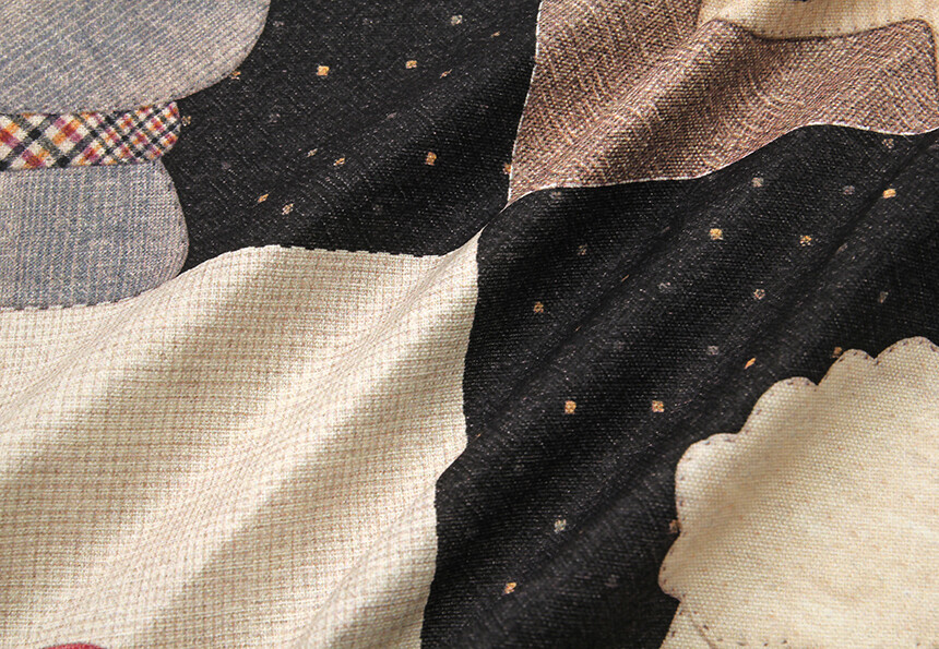 브라운 옥스포드 원단 주름진 모습과 원단 결