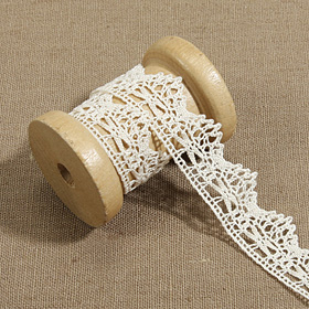 [장식부자재] 내츄럴 면 토션 레이스42 2yd(16mm)-아이보리 (개)