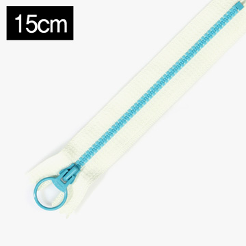 [YKK] 비슬론 콤비 지퍼 3호(15cm) - 아이보리(스카이블루) (개)