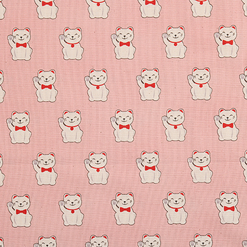 [코튼프린트] 고양이 프린트원단 - 핑크 (1/2Yd)