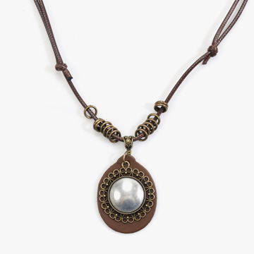 [자수반제품] 레더링 서클 목걸이 - 앤틱 (개)