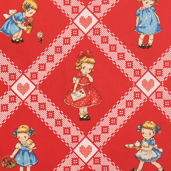 퀼트의시작은? 엔조이퀼트와 함께,[퀼트게이트] 디어 리틀 월드 마가렛 앤 소피 12 프린트원단 - 레드