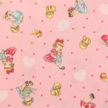 [퀼트게이트] 디어 리틀 월드 마가렛 앤 소피 13 프린트원단 - 핑크 (1/2Yd)