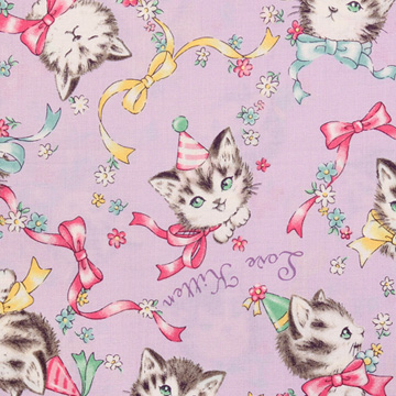 [퀼트게이트] 디어 리틀 월드 리틀 키튼 12 프린트원단 - 라벤더 (1/2Yd)