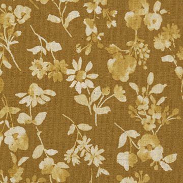 [코카] 클로젯 톤 플라워 린넨 시팅 프린트원단 - 머스터드 (1/2Yd)