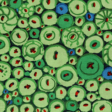 [프리스피릿(로완)] 카파파셋 콜렉티브 버튼 모자이크 프린트원단 - 그린 (1/2Yd)