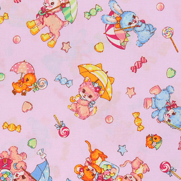 [코스모] 버니 랜드 01 시팅 프린트원단 - 라벤더 (1/2Yd)