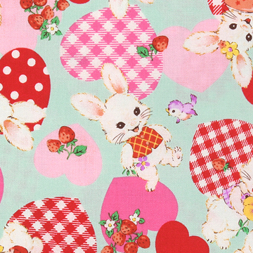 [코스모] 버니 랜드 02 시팅 프린트원단 - 민트 (1/2Yd)