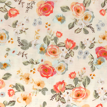 [라일리블레이크] 깅엄 가든 플로럴 프린트원단 - 크림 (1/2Yd)