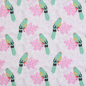 [페인트브러쉬] 버즈 앤 블룸스 패럿츠 그레이 프린트원단 - 핑크 (1/2Yd)