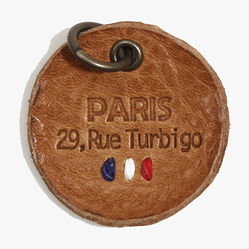 [장식부자재] 프랑스 자수 가죽 라벨 - 탄 (개)