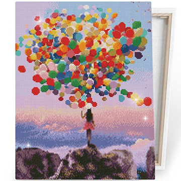 [생활용품2] DIY 비즈 보석십자수 인테리어 풍경 액자 레인보우 풍선 - 40x50cm (개)