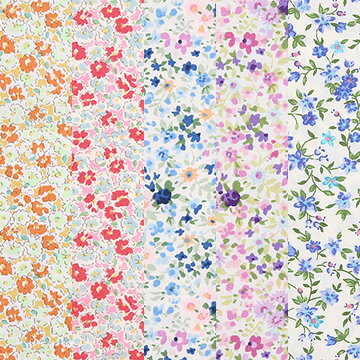 [원단패키지] 세븐베리 일본수입 꽃무늬 퀼트천 플라워 면원단7 6종 - 45cm x 26cm (set)