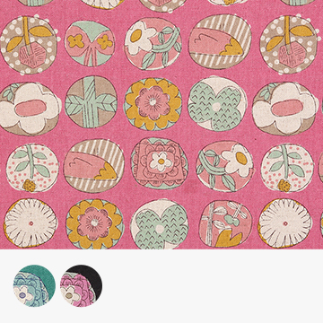 [세븐베리] 일본 수입원단 빈티지 캔버스 린넨천 꽃무늬 면원단 - 850408-D1 (1/2Yd)