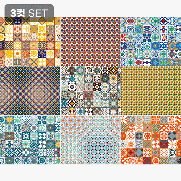 퀼트의시작은? 엔조이퀼트와 함께,DTP 모로칸 타일 패치워크 커트지 110cm x 90cm 3컷 1세트