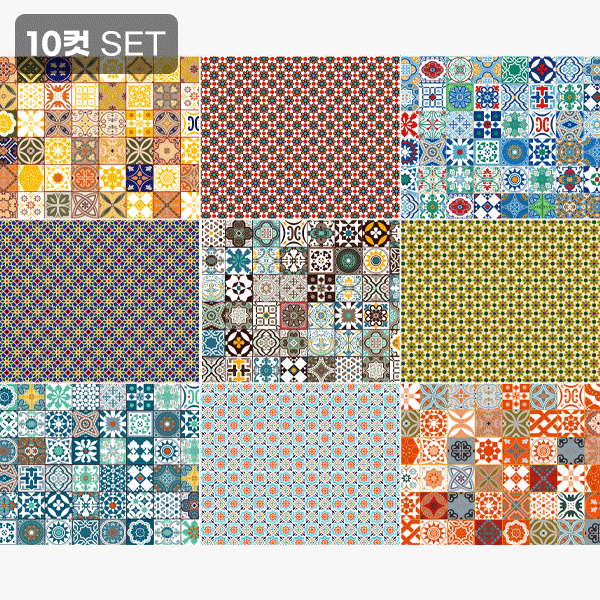 퀼트의시작은? 엔조이퀼트와 함께,DTP 모로칸 타일 패치워크 커트지 110cm x 90cm 10컷 1세트