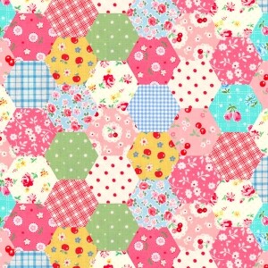 DTP 체리 블라썸 패치워크 (미니 헥사) (1/2Yd)