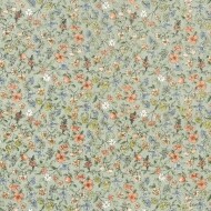 [국산린넨] 대폭 스칼렛플라워 린넨 프린트원단 - 민트 (1/2Yd)