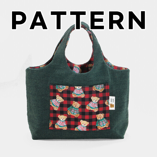 퀼트의시작은? 엔조이퀼트와 함께,[바이핸즈] 퀼트도안 - 베어체크 리버서블 에코백