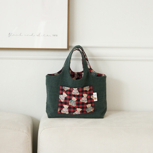 [바이핸즈] 퀼트패키지 가방 - 베어체크 리버서블 에코백 (개)