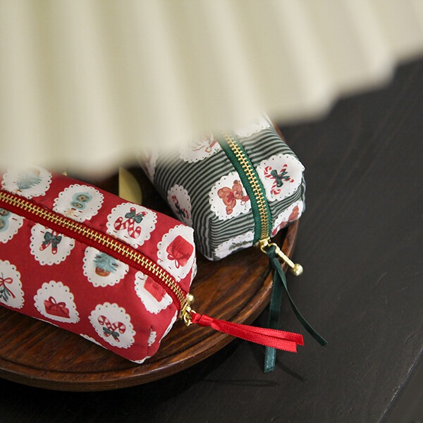 퀼트의시작은? 엔조이퀼트와 함께,[바이핸즈] 퀼트패키지 소품 - 크리스마스 파우치 2개 세트