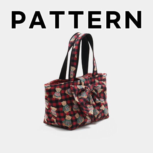 퀼트의시작은? 엔조이퀼트와 함께,[바이핸즈] 퀼트도안 - 리본 베어체크 토트백