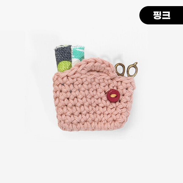 퀼트의시작은? 엔조이퀼트와 함께,[장식부자재] 핸드메이드 미니 뜨개가방 브로치 ※