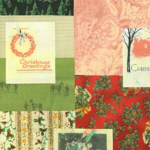 [유와] 고노 사나에 크리스마스 패치워크 셔팅 프린트원단 - 그린레드 (1/4yd) KS25-015 (개)