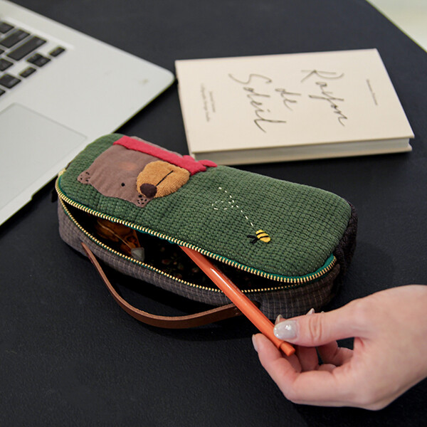 퀼트의시작은? 엔조이퀼트와 함께,[바이핸즈] 퀼트패키지 소품 - 누빔 베어 핸들 파우치