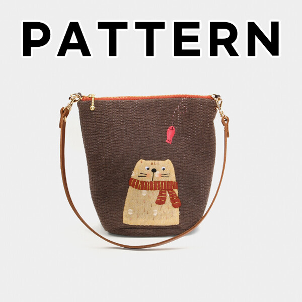 퀼트의시작은? 엔조이퀼트와 함께,[바이핸즈] 퀼트도안 - 누빔 고양이 숄더백