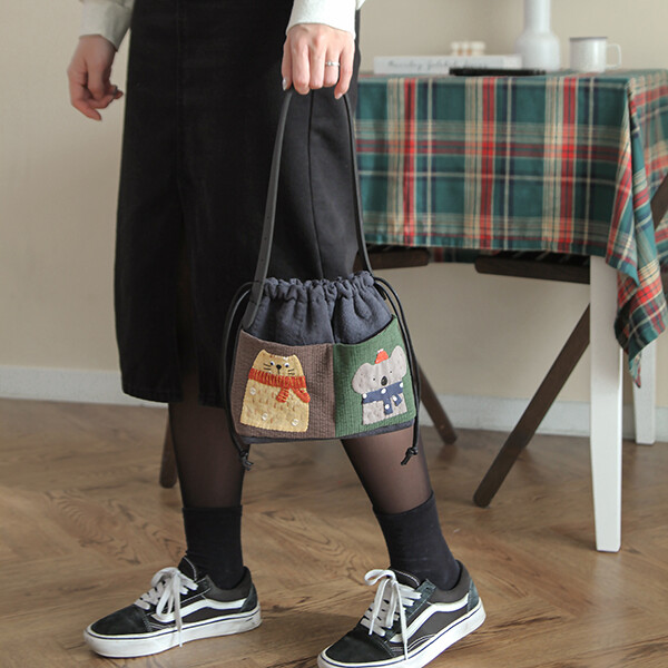 퀼트의시작은? 엔조이퀼트와 함께,[바이핸즈] 퀼트패키지 가방 - 고양이와 코알라 숄더백