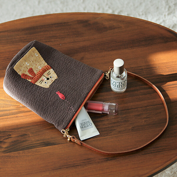 퀼트의시작은? 엔조이퀼트와 함께,[바이핸즈] 퀼트패키지 가방 - 누빔 고양이 숄더백