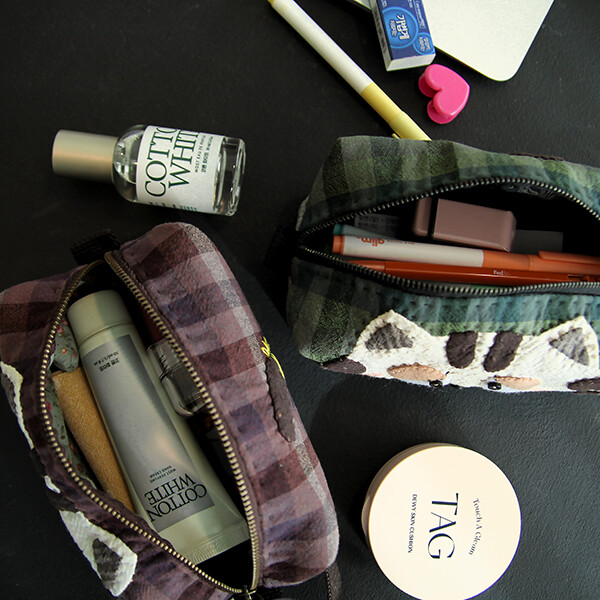 [바이핸즈] 퀼트패키지 소품 - 졸립다옹 파우치 (와인)