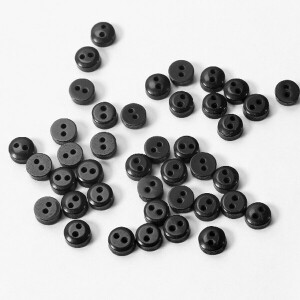 플라스틱 원형 미니 단추 6mm 50개 SET - 블랙 (set)
