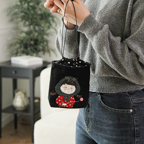 [바이핸즈] 퀼트패키지 소품 - 딸기소녀 스트링 파우치