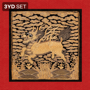 DTP 코튼 기린무늬 자수 흉배 커트지 원단 150cm x 110cm (레드) - 3컷 1세트 (개)