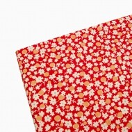 20수 미니 플라워 도트 면원단 퀼트원단 - 레드 JK5007 (1/2Yd)
