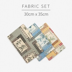 [원단패키지] 유와 허브 보태니컬 체크 셔팅 프린트원단 퀼트원단 3종 30cm x 35cm (set)