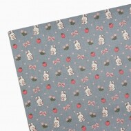 코튼프린트 대폭 20수 야미 스트로베리 래빗 프린트 면원단 퀼트원단 블루 SA047-B (1/2Yd)
