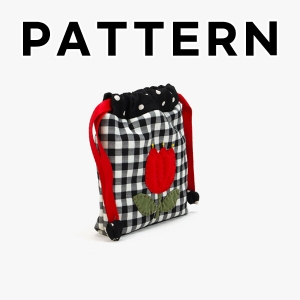 [바이핸즈] 퀼트도안 - 블랙체크 튤립 조리개 파우치 (개)