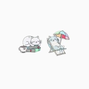 고양이 캐릭터 디자인 자석 바늘홀더 니들마인더 2개 세트 (set)
