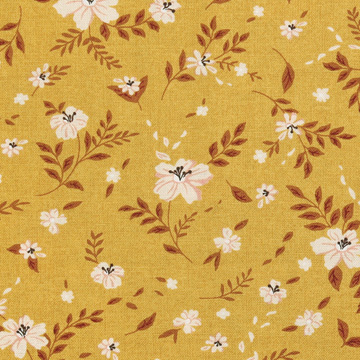 코튼프린트 20수 플로리 플라워 프린트 면원단 퀼트원단 골드 JK3177 (1/2Yd)